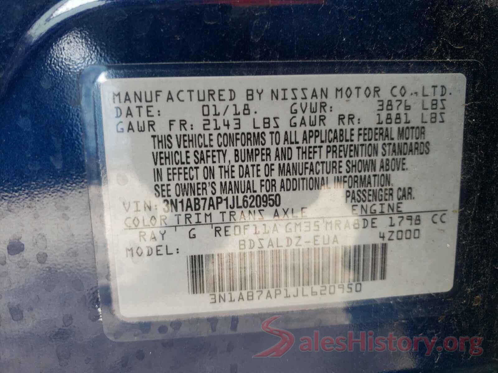 3N1AB7AP1JL620950 2018 NISSAN SENTRA