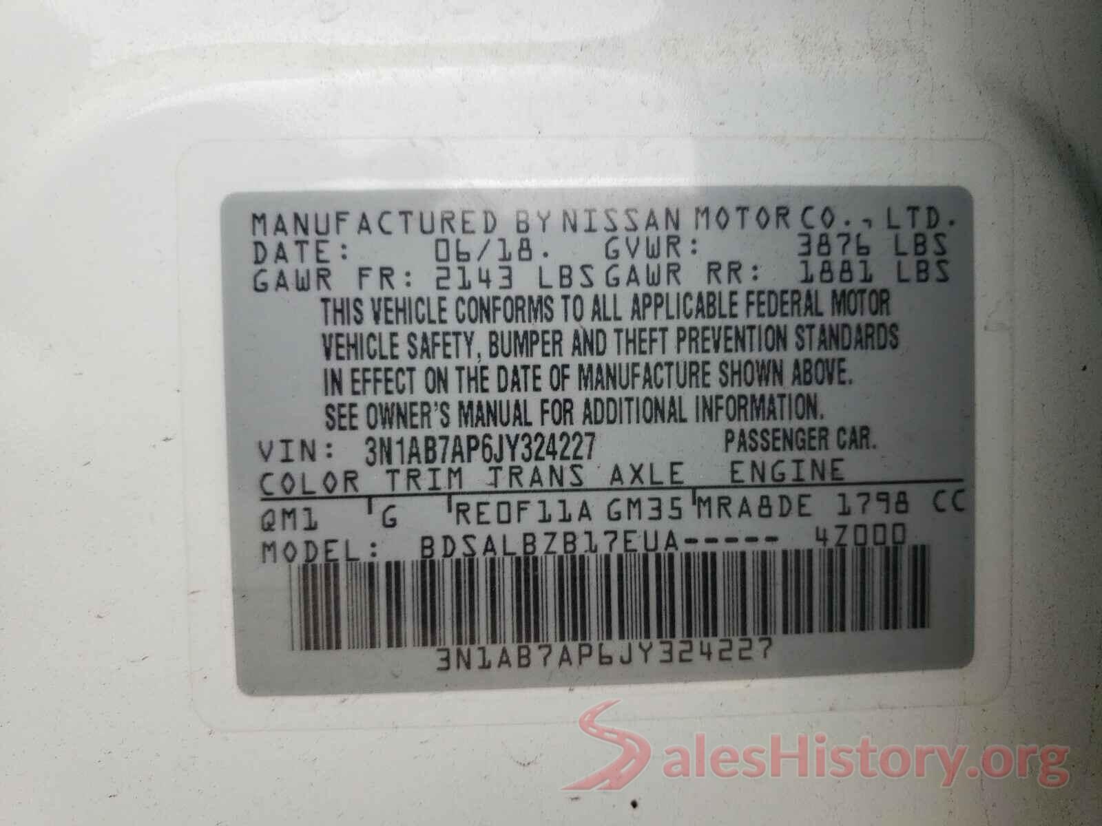 3N1AB7AP6JY324227 2018 NISSAN SENTRA