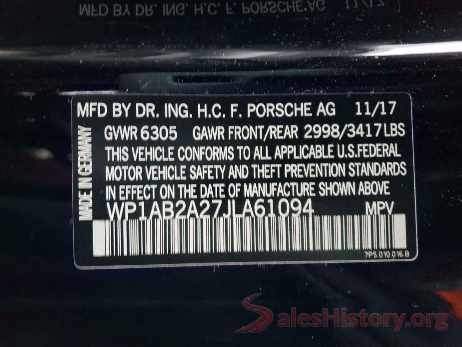 WP1AB2A27JLA61094 2018 PORSCHE CAYENNE