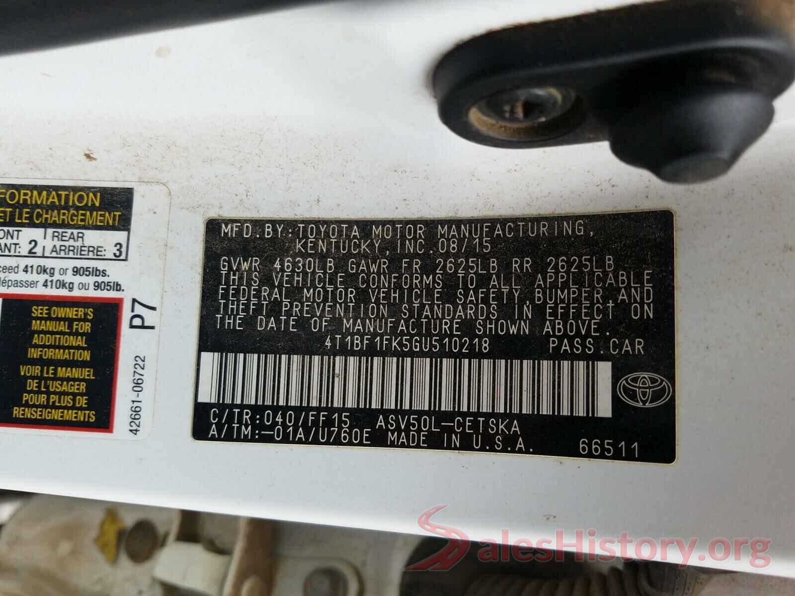 4T1BF1FK5GU510218 2016 TOYOTA CAMRY