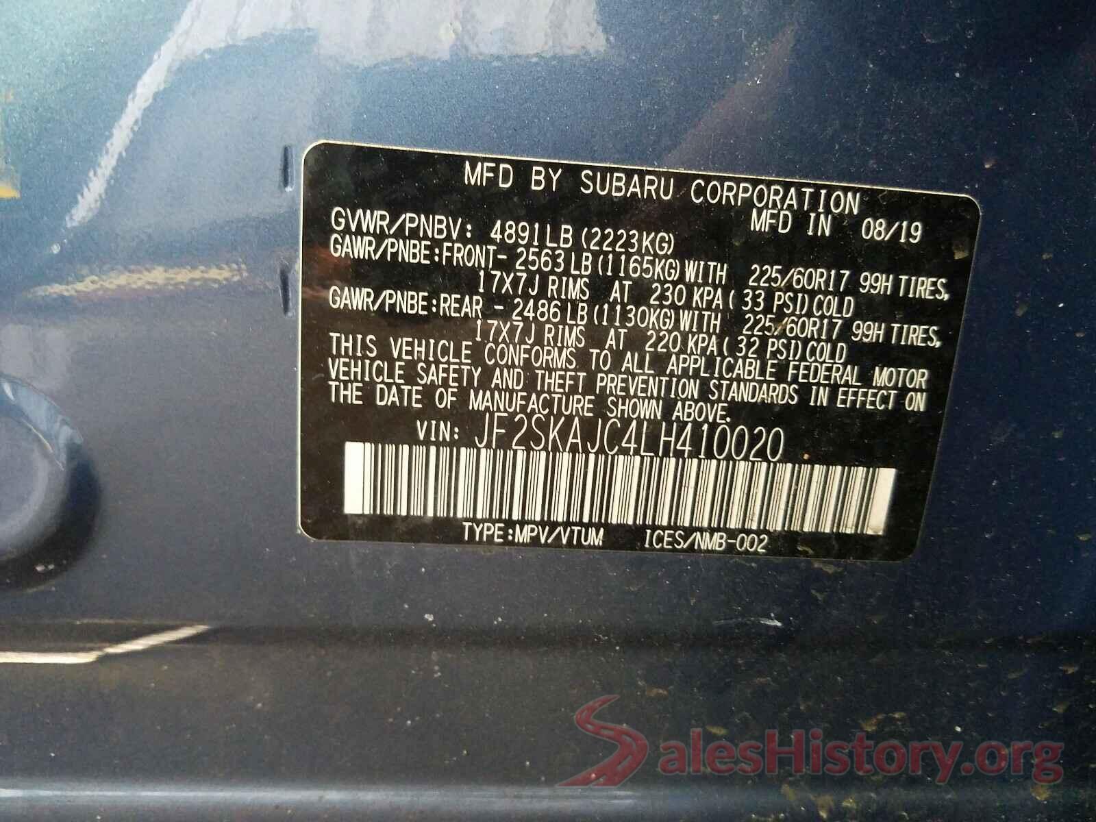 JF2SKAJC4LH410020 2020 SUBARU FORESTER