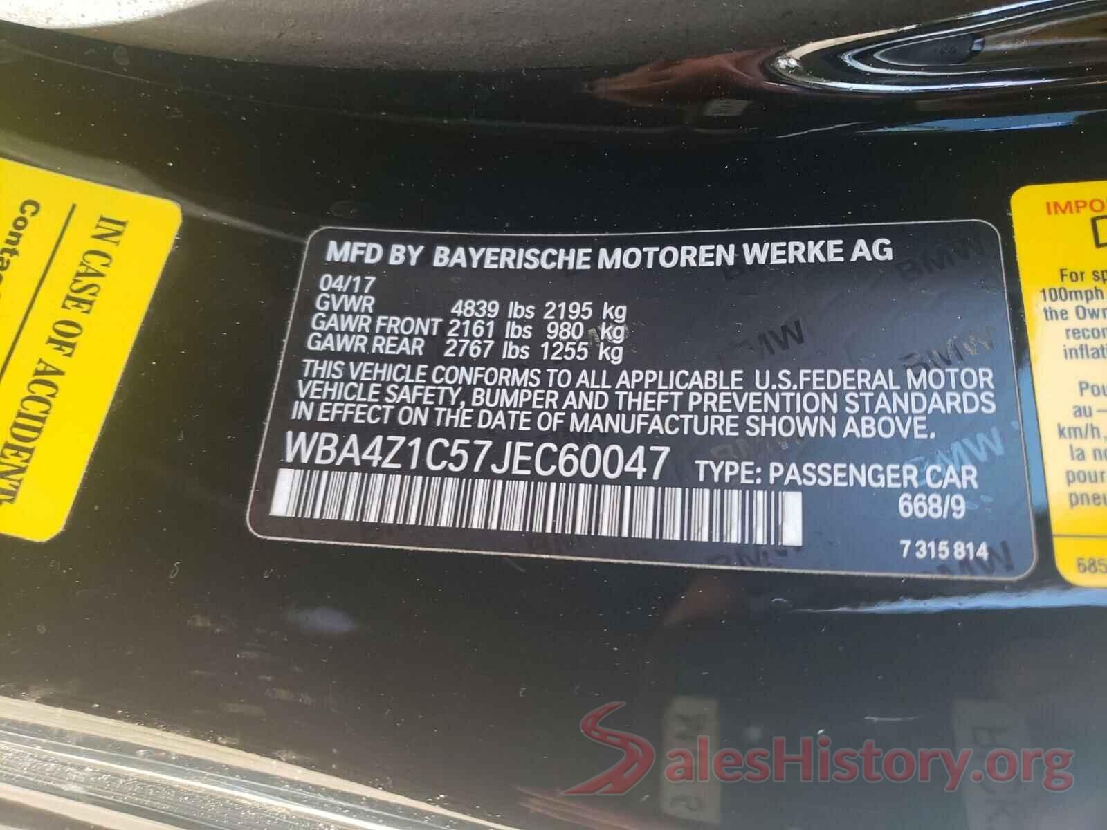 WBA4Z1C57JEC60047 2018 BMW 4 SERIES