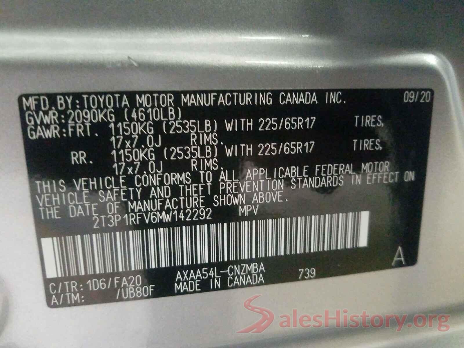 2T3P1RFV6MW142292 2021 TOYOTA RAV4