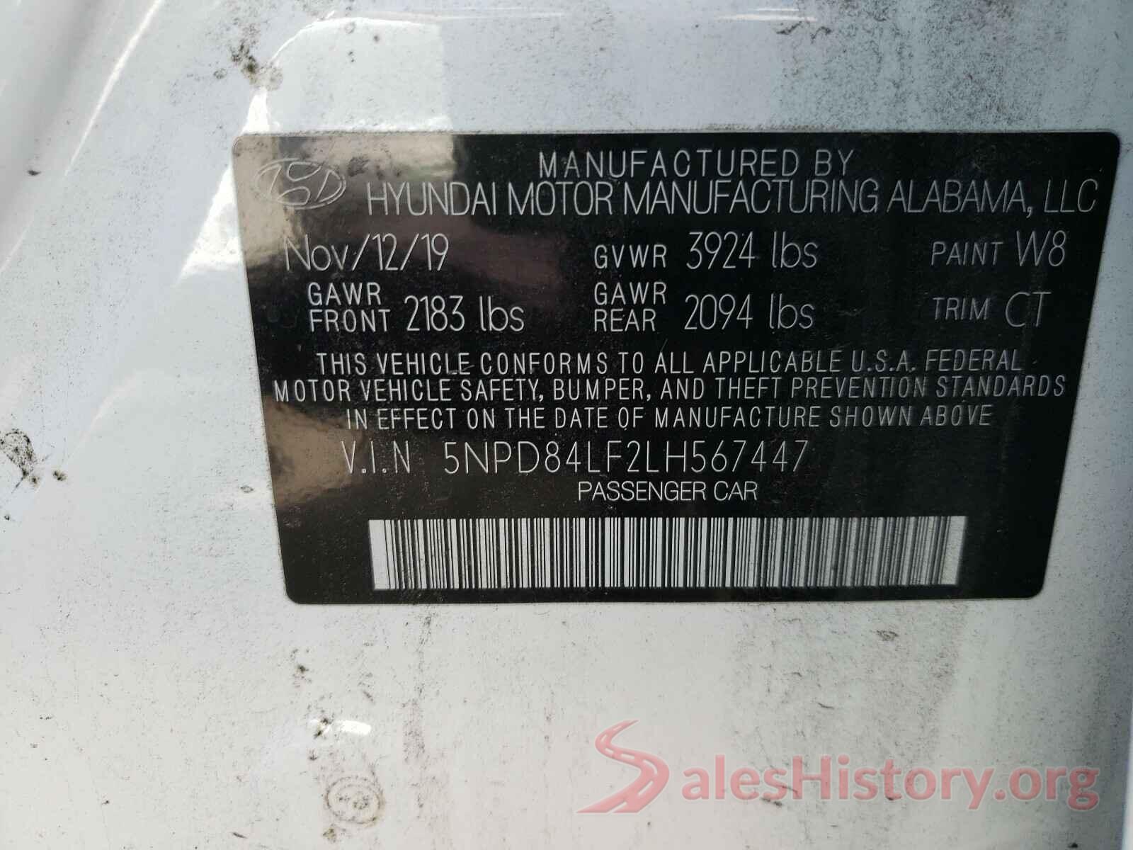 5NPD84LF2LH567447 2020 HYUNDAI ELANTRA