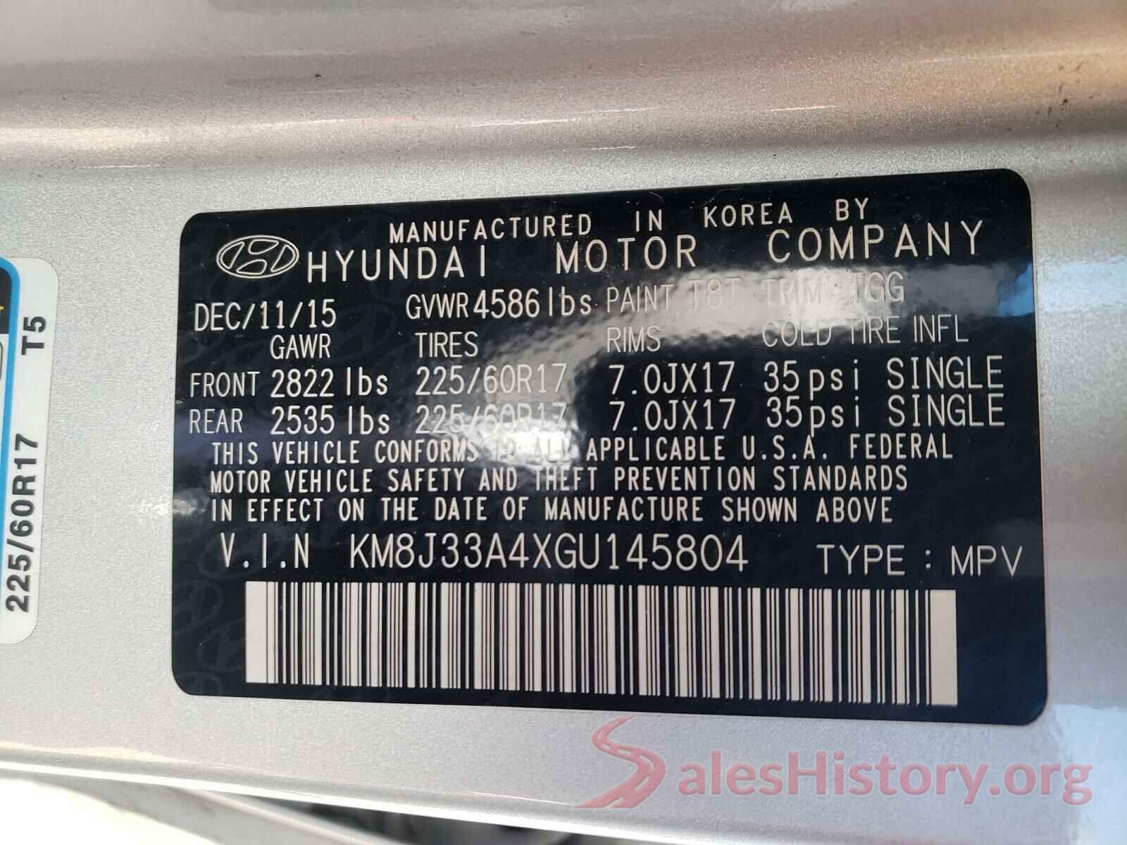 KM8J33A4XGU145804 2016 HYUNDAI TUCSON