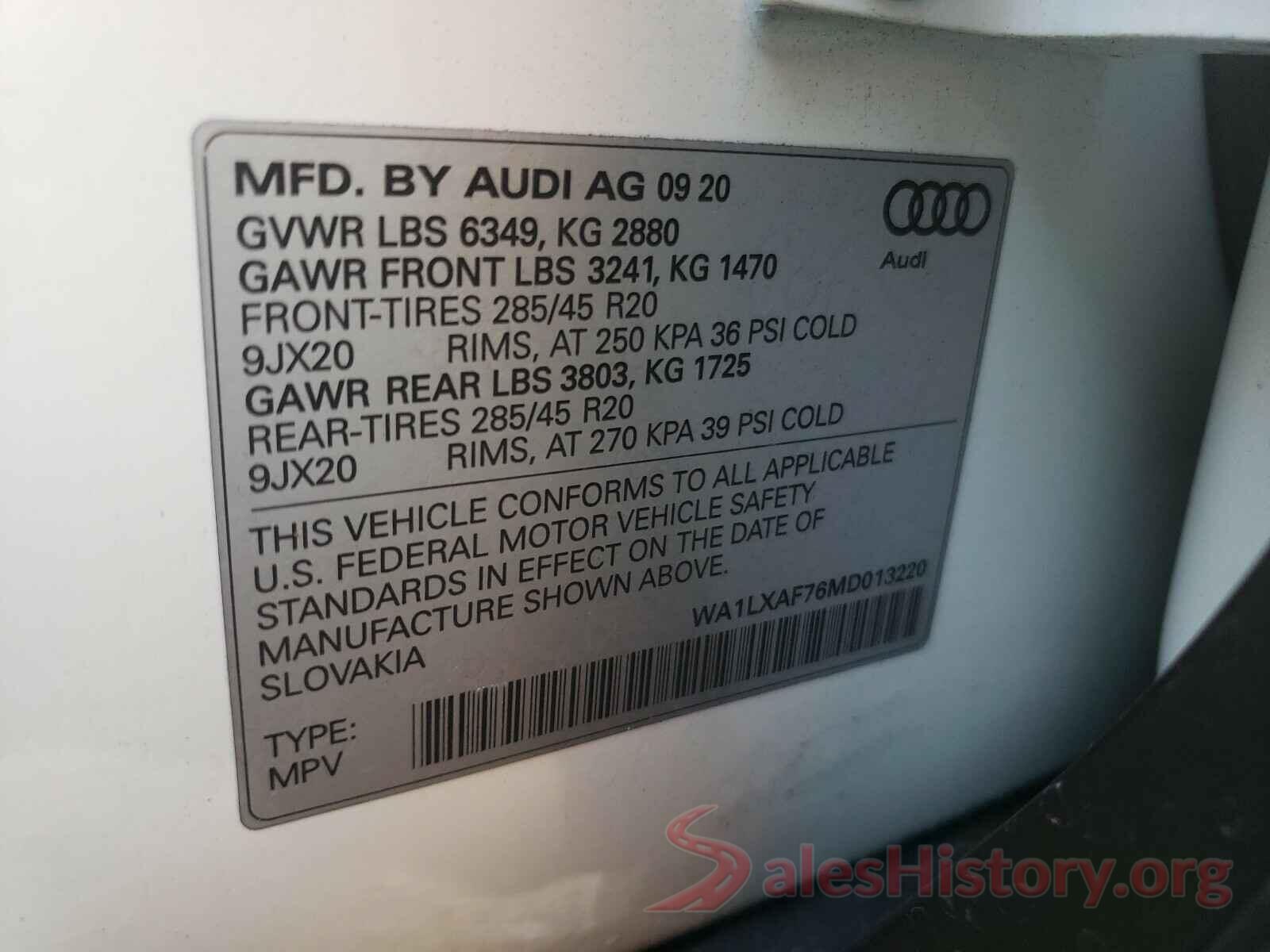 WA1LXAF76MD013220 2021 AUDI Q7