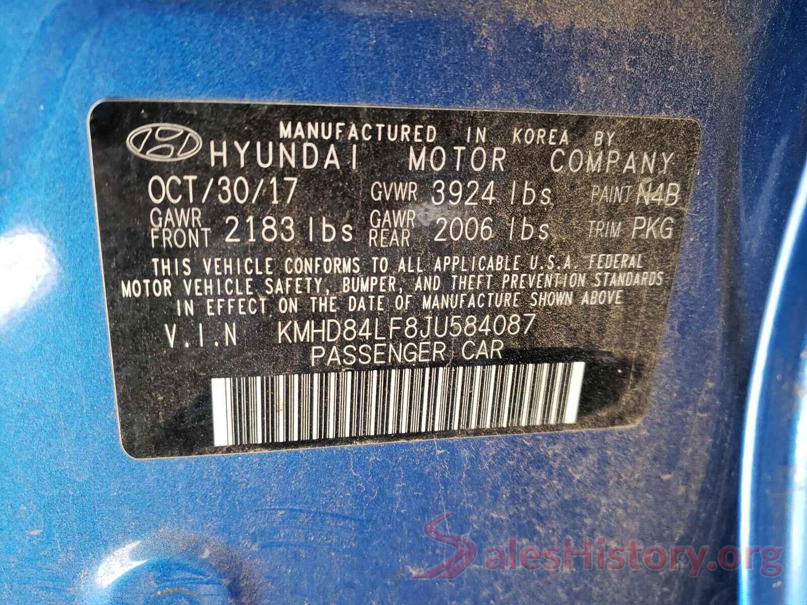 KMHD84LF8JU584087 2018 HYUNDAI ELANTRA