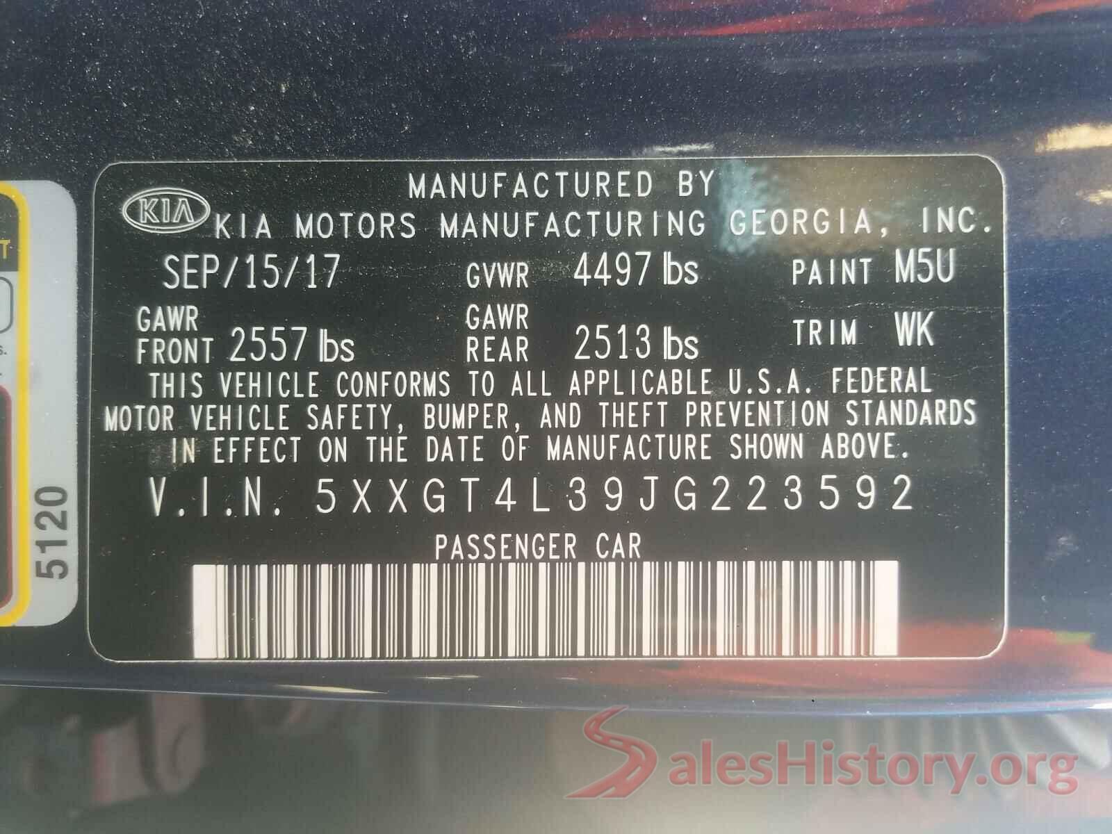 5XXGT4L39JG223592 2018 KIA OPTIMA