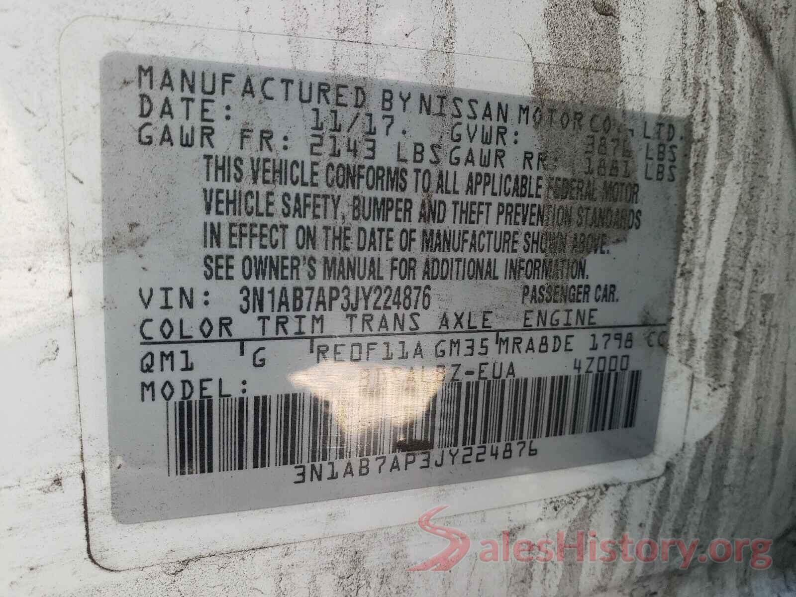 3N1AB7AP3JY224876 2018 NISSAN SENTRA