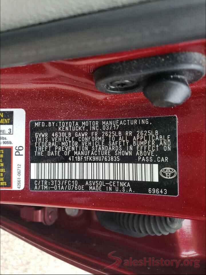 4T1BF1FK9HU763835 2017 TOYOTA CAMRY