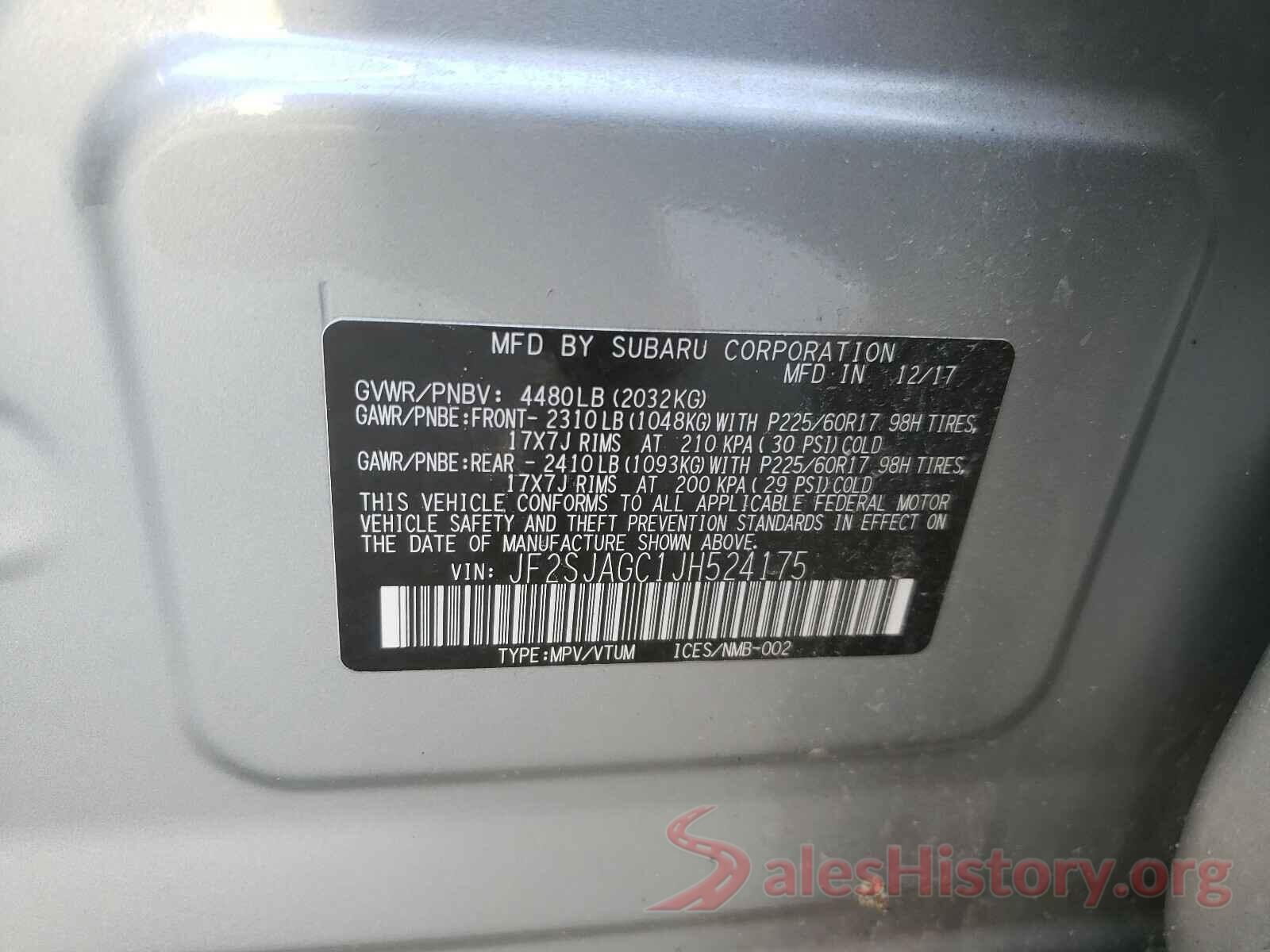 JF2SJAGC1JH524175 2018 SUBARU FORESTER