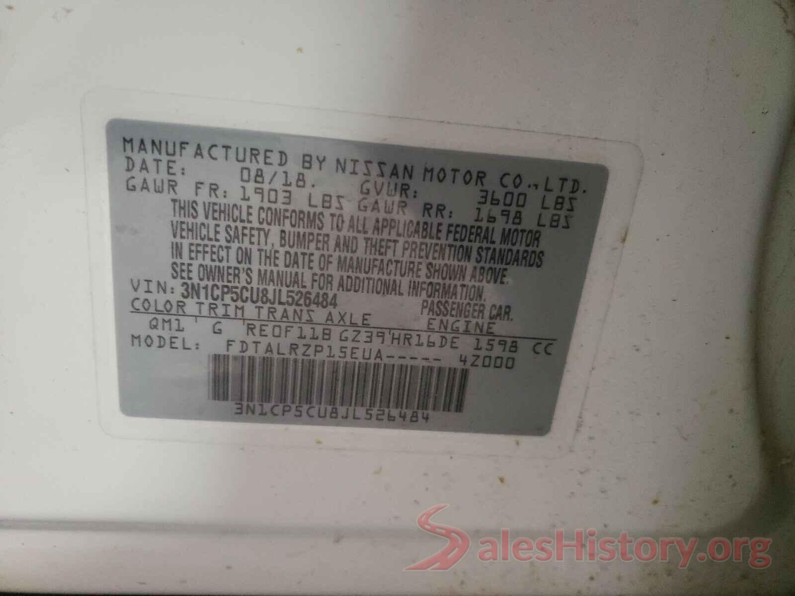 3N1CP5CU8JL526484 2018 NISSAN KICKS