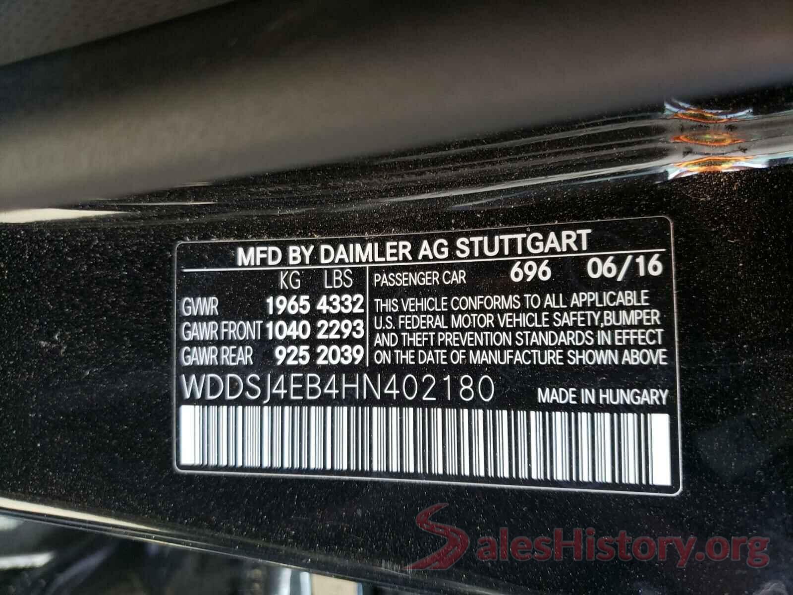 WDDS14EB4HN402180 2017 MERCEDES-BENZ C CLASS