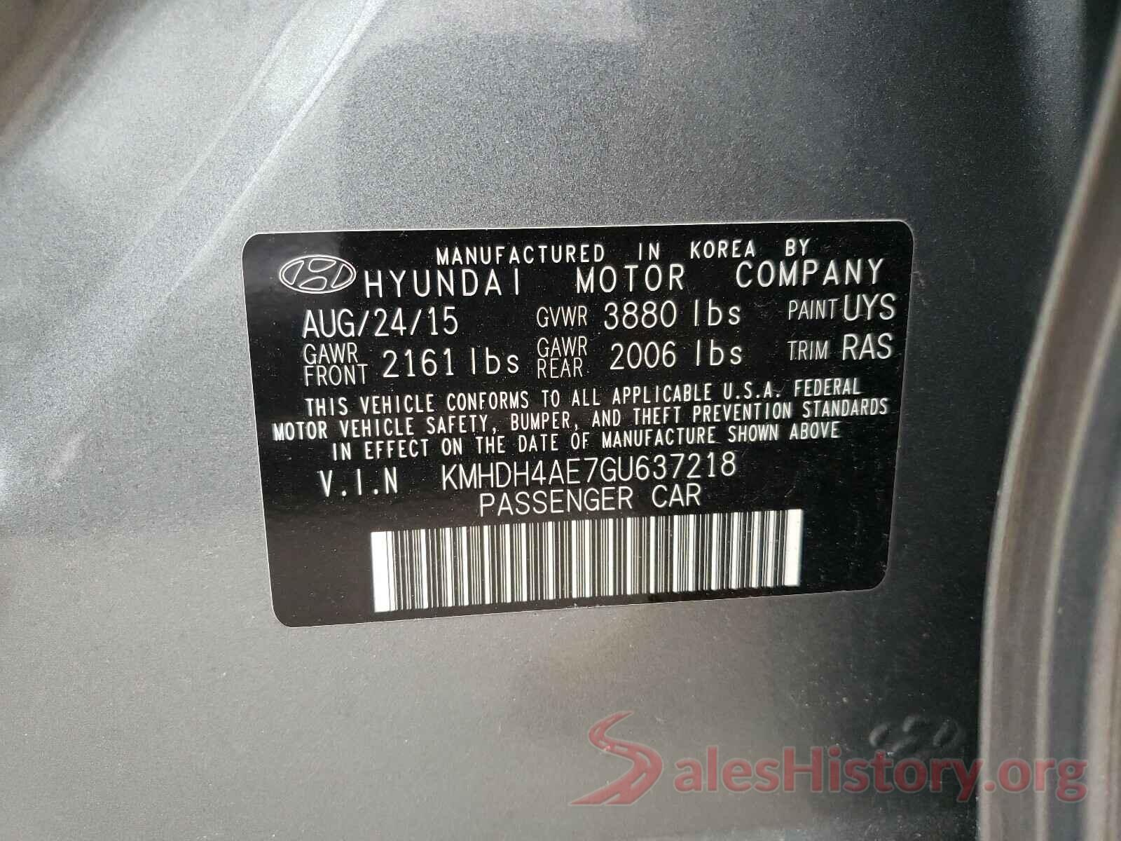 KMHDH4AE7GU637218 2016 HYUNDAI ELANTRA