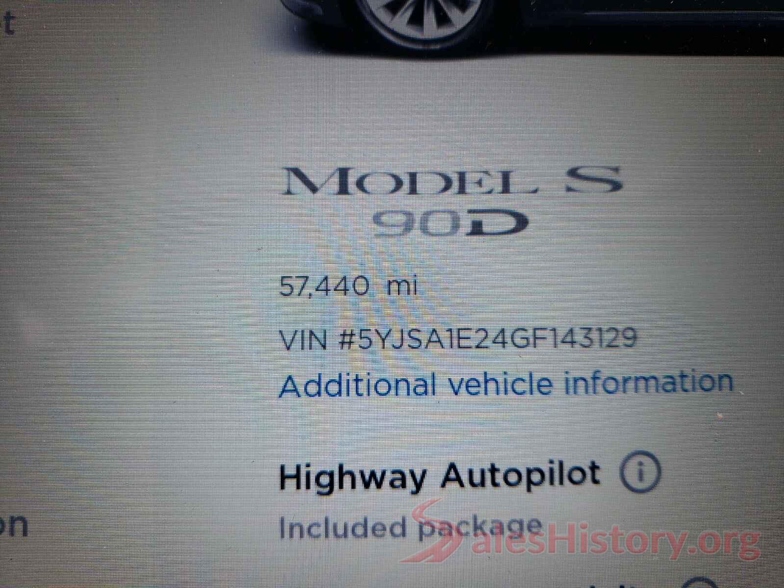 5YJSA1E24GF143129 2016 TESLA MODEL S