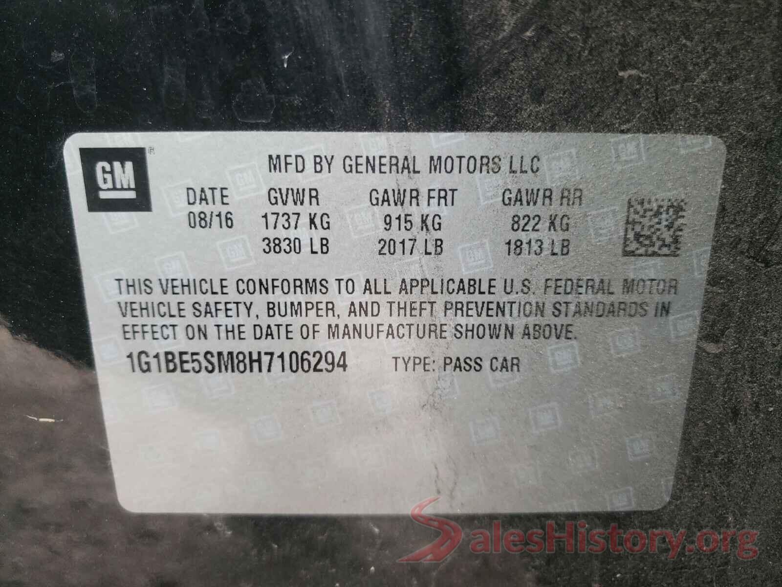 1G1BE5SM8H7106294 2017 CHEVROLET CRUZE