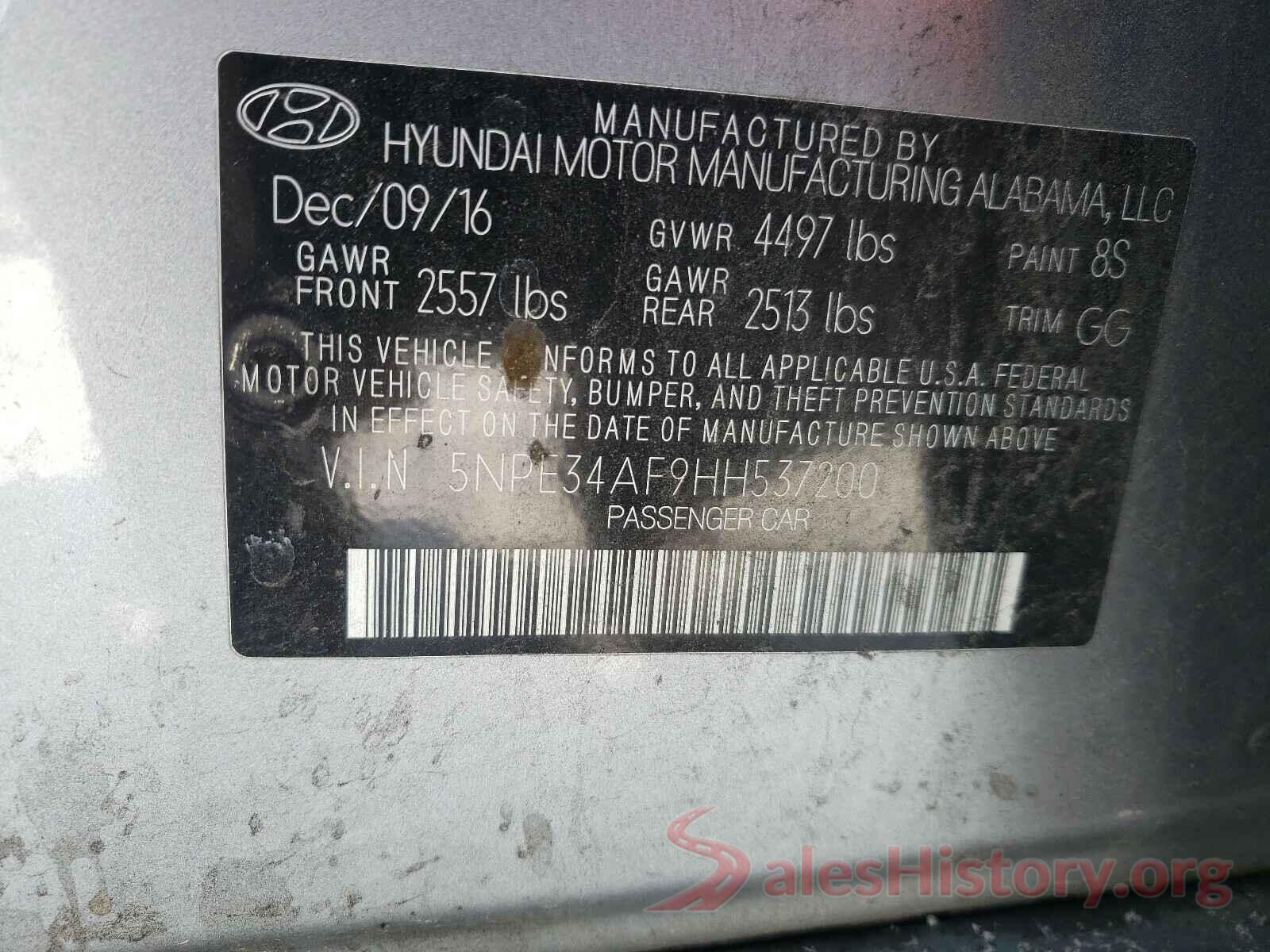 5NPE34AF9HH537200 2017 HYUNDAI SONATA