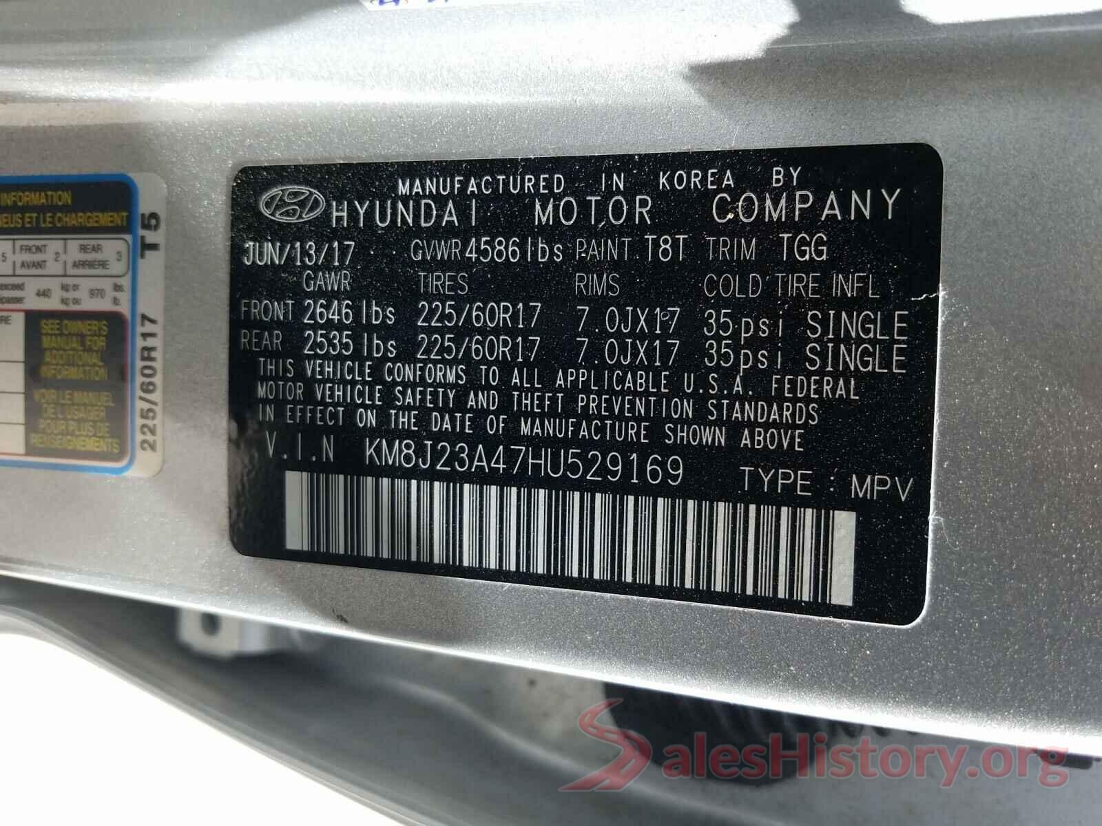 KM8J23A47HU529169 2017 HYUNDAI TUCSON