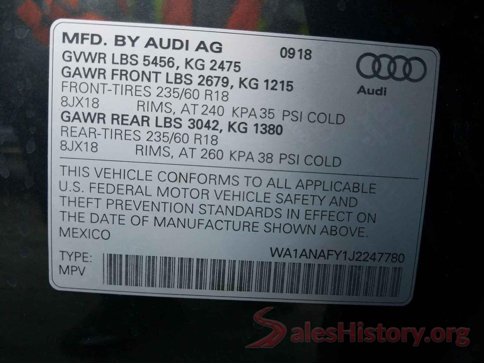 WA1ANAFY1J2247780 2018 AUDI Q5