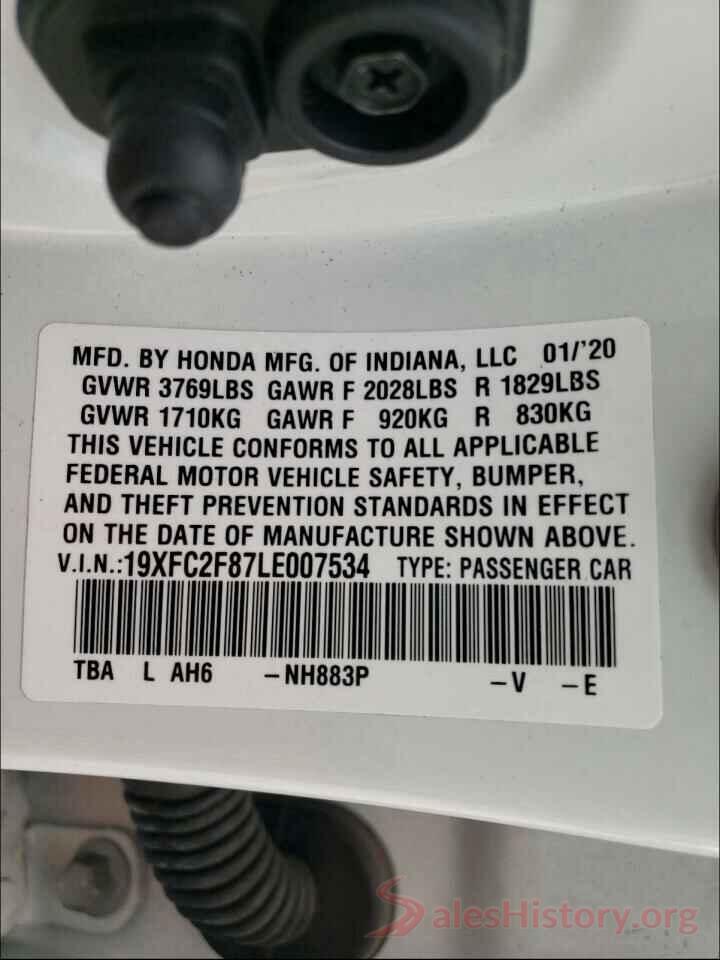 19XFC2F87LE007534 2020 HONDA CIVIC