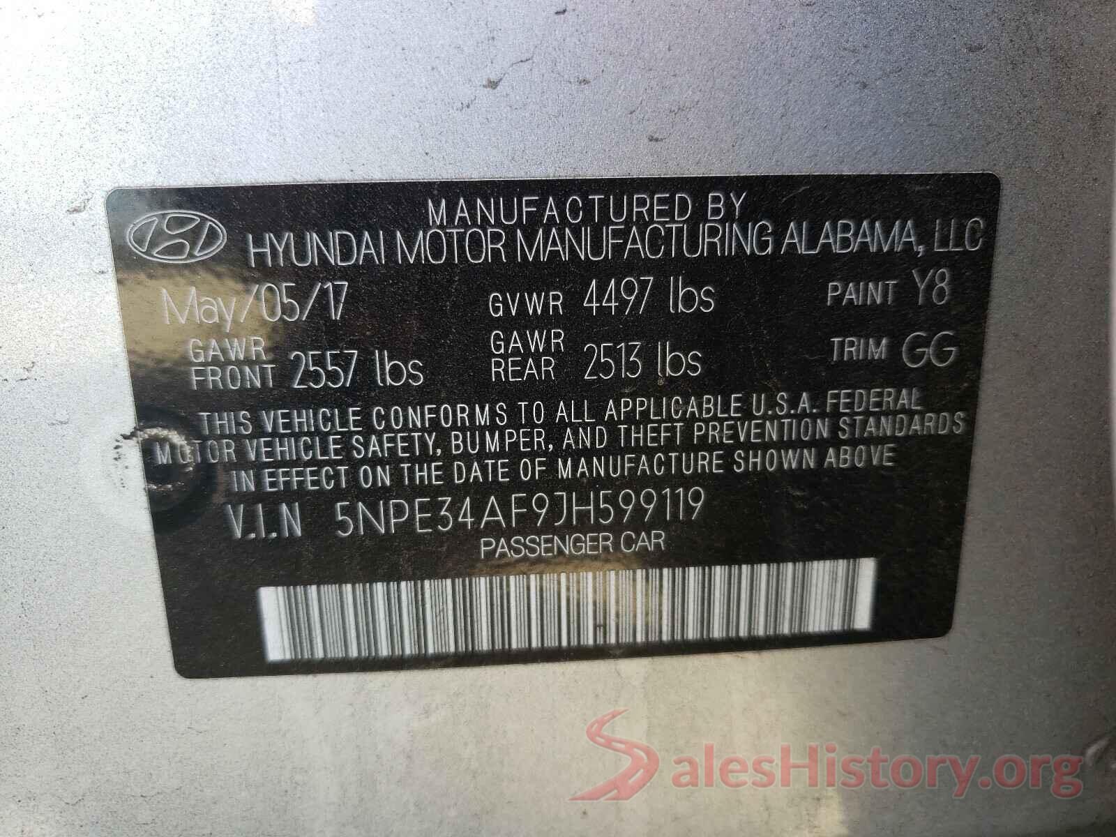 5NPE34AF9JH599119 2018 HYUNDAI SONATA