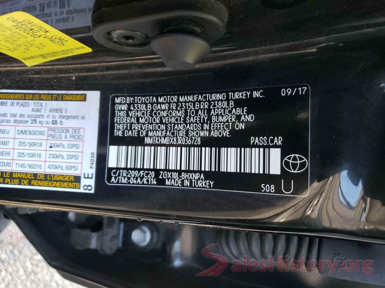 NMTKHMBX8JR036728 2018 TOYOTA C-HR