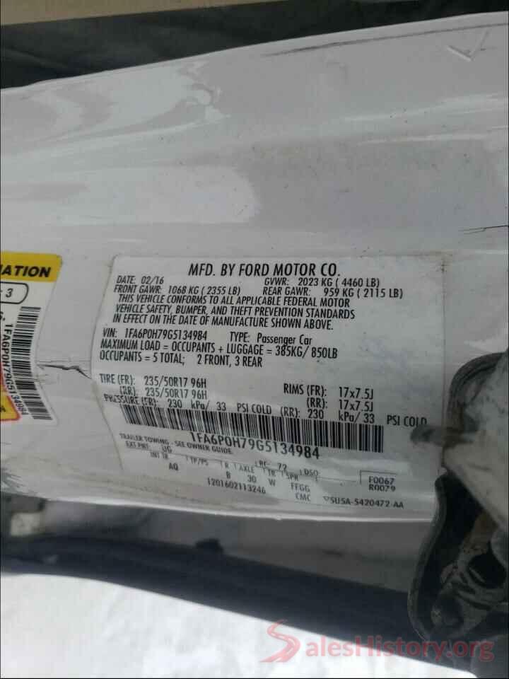 1FA6P0H79G5134984 2016 FORD FUSION