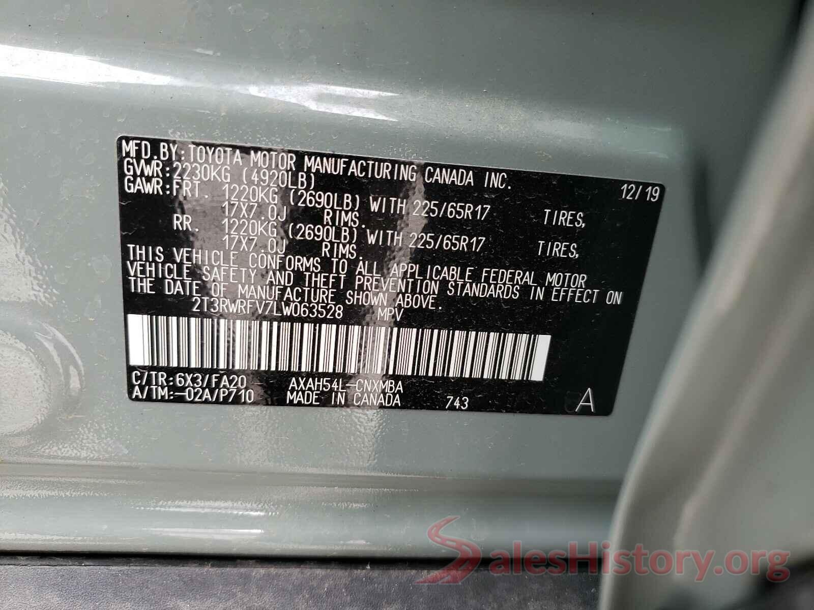 2T3RWRFV7LW063528 2020 TOYOTA RAV4