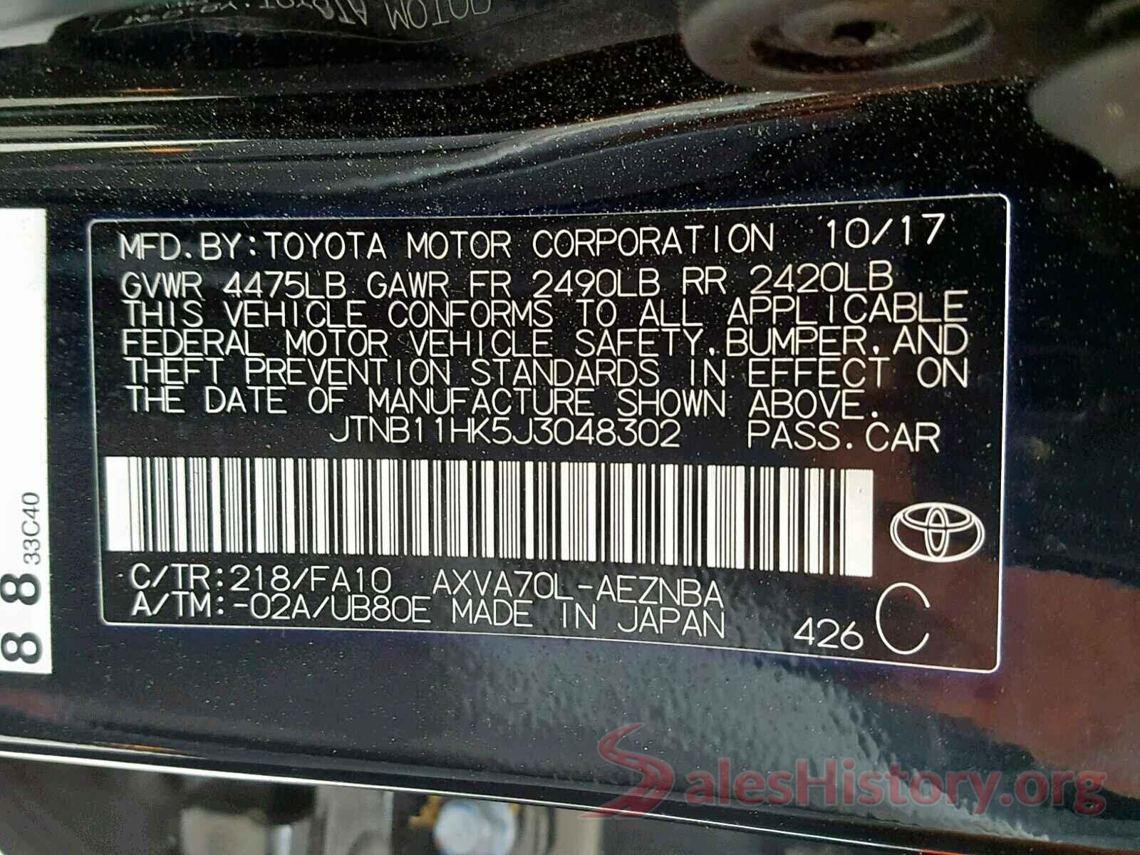 JTNB11HK5J3048302 2018 TOYOTA CAMRY