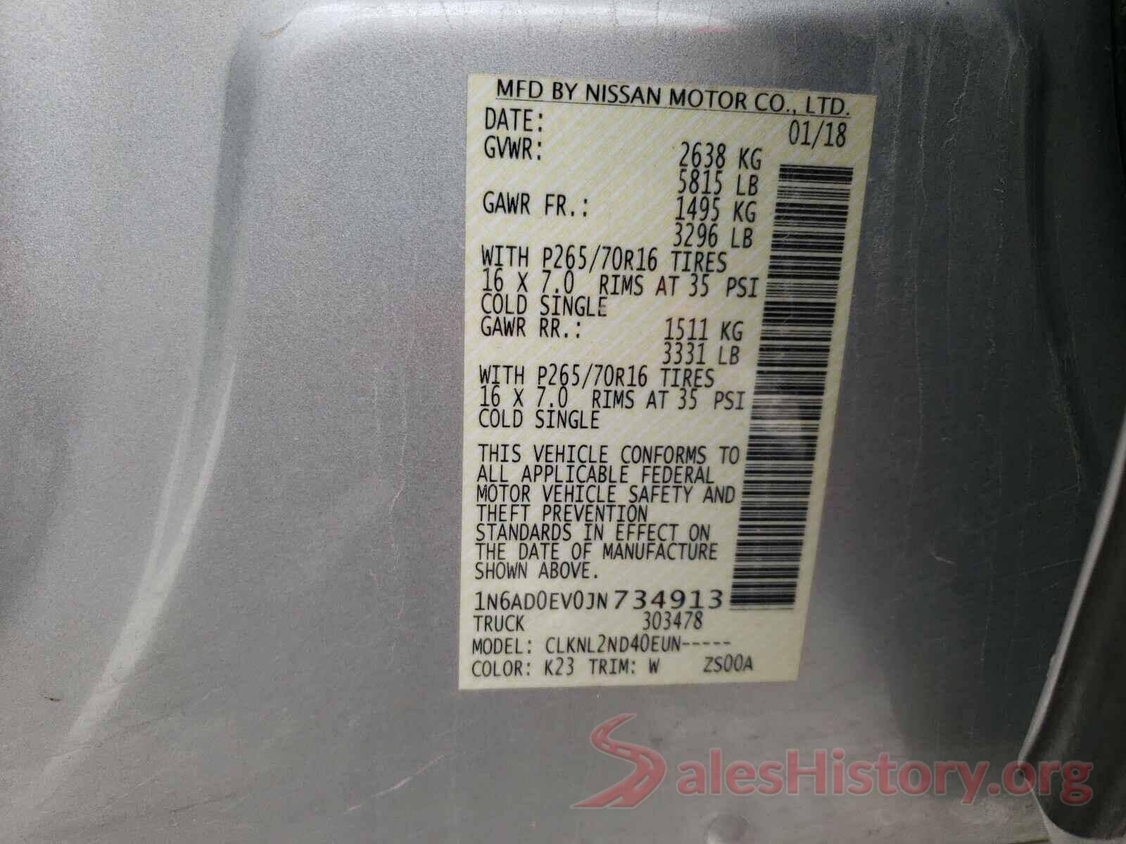 1N6AD0EV0JN734913 2018 NISSAN FRONTIER