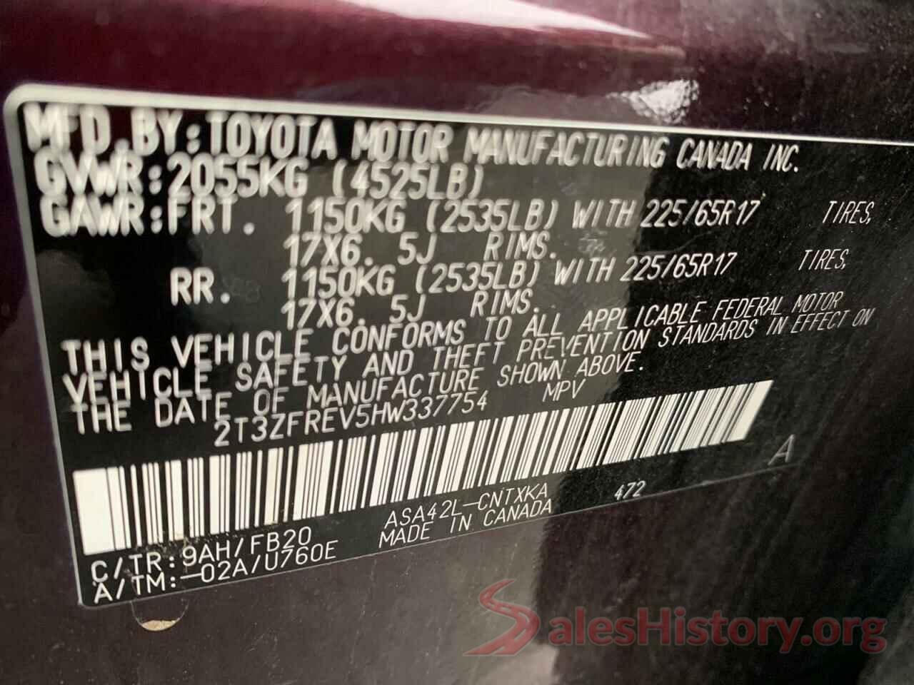 2T3ZFREV5HW337754 2017 TOYOTA RAV4