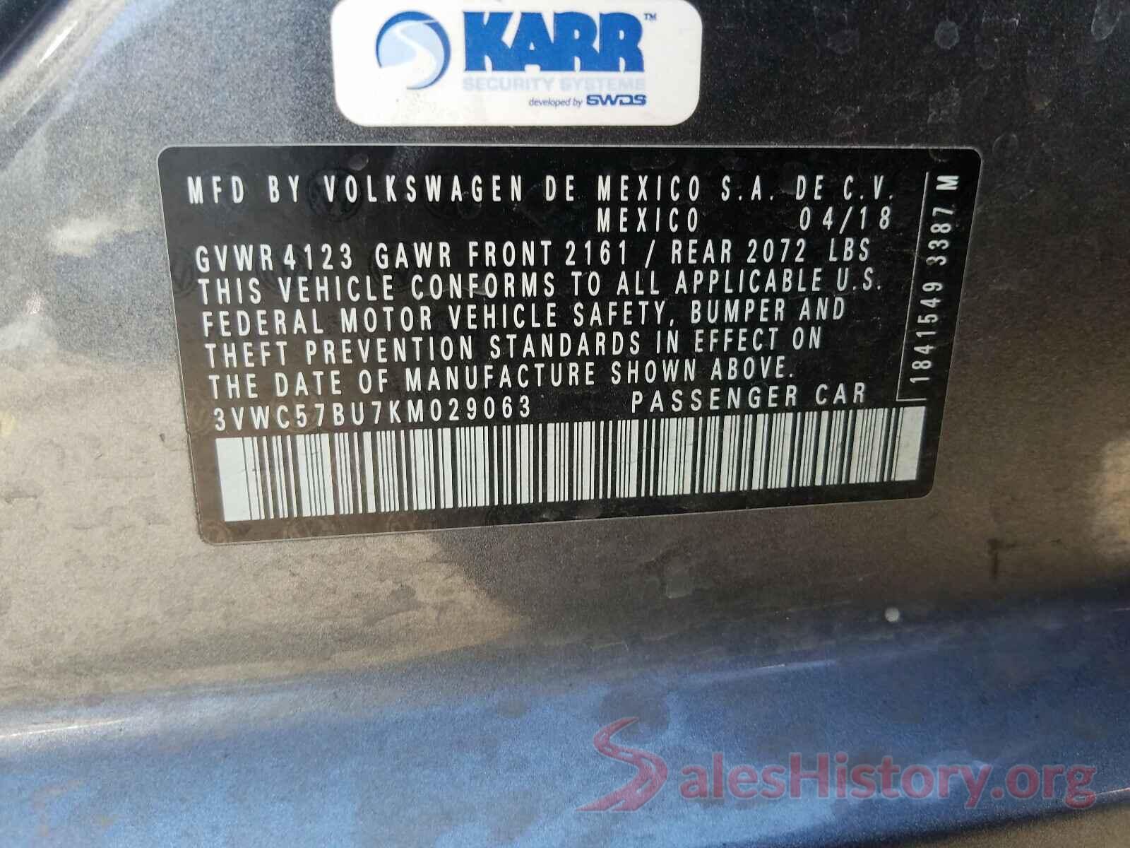 3VWC57BU7KM029063 2019 VOLKSWAGEN JETTA