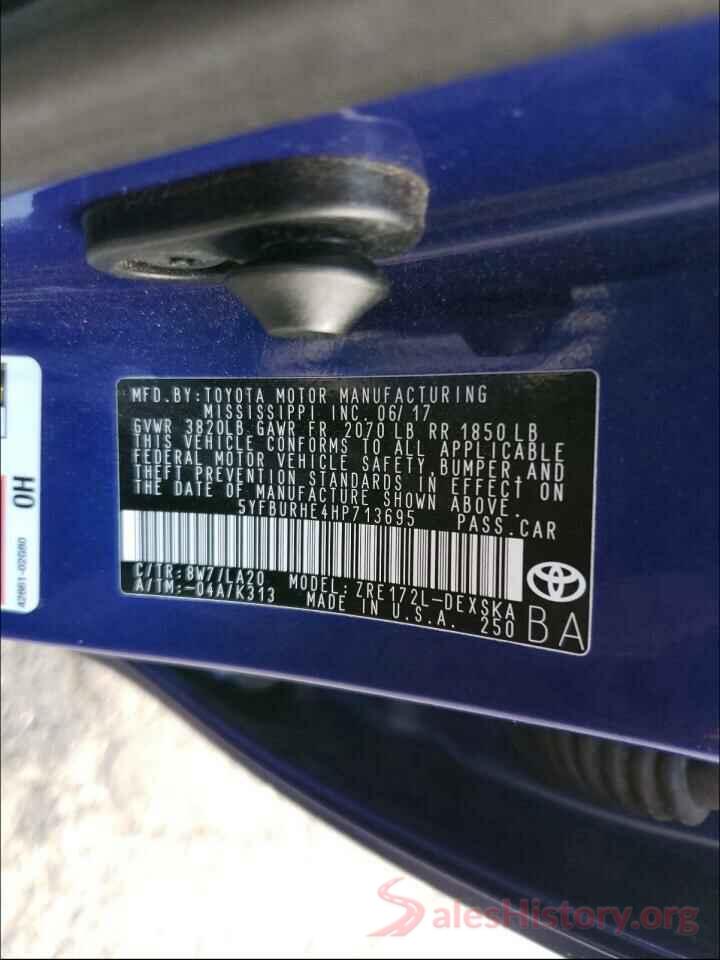 5YFBURHE4HP713695 2017 TOYOTA COROLLA