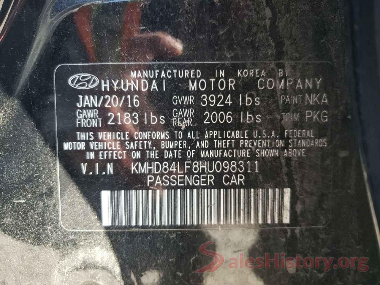 KMHD84LF8HU098311 2017 HYUNDAI ELANTRA