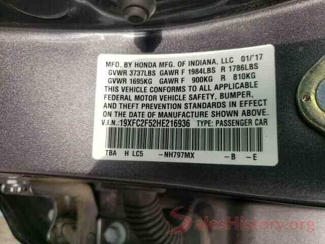 19XFC2F52HE216936 2017 HONDA CIVIC