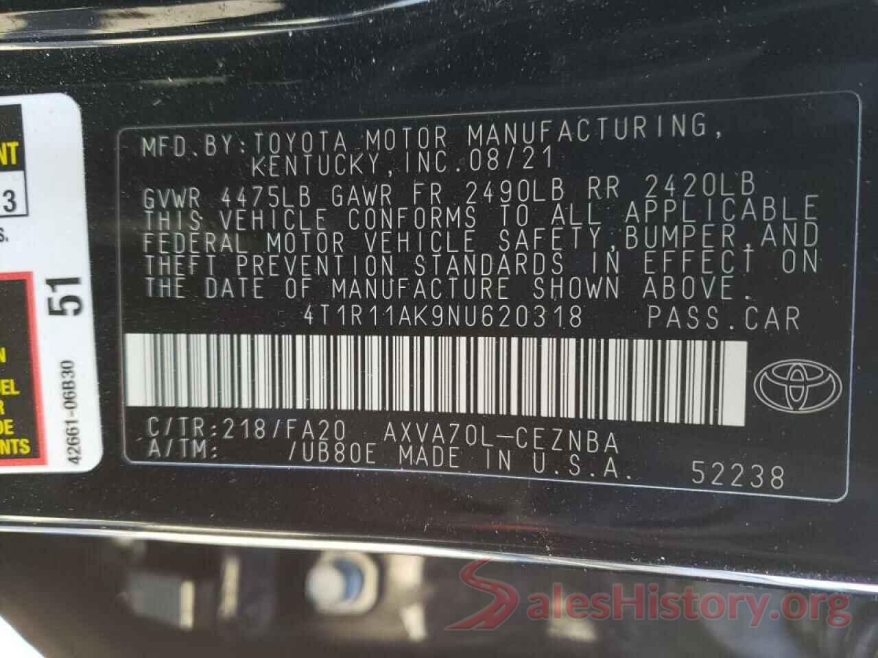 4T1R11AK9NU620318 2022 TOYOTA CAMRY