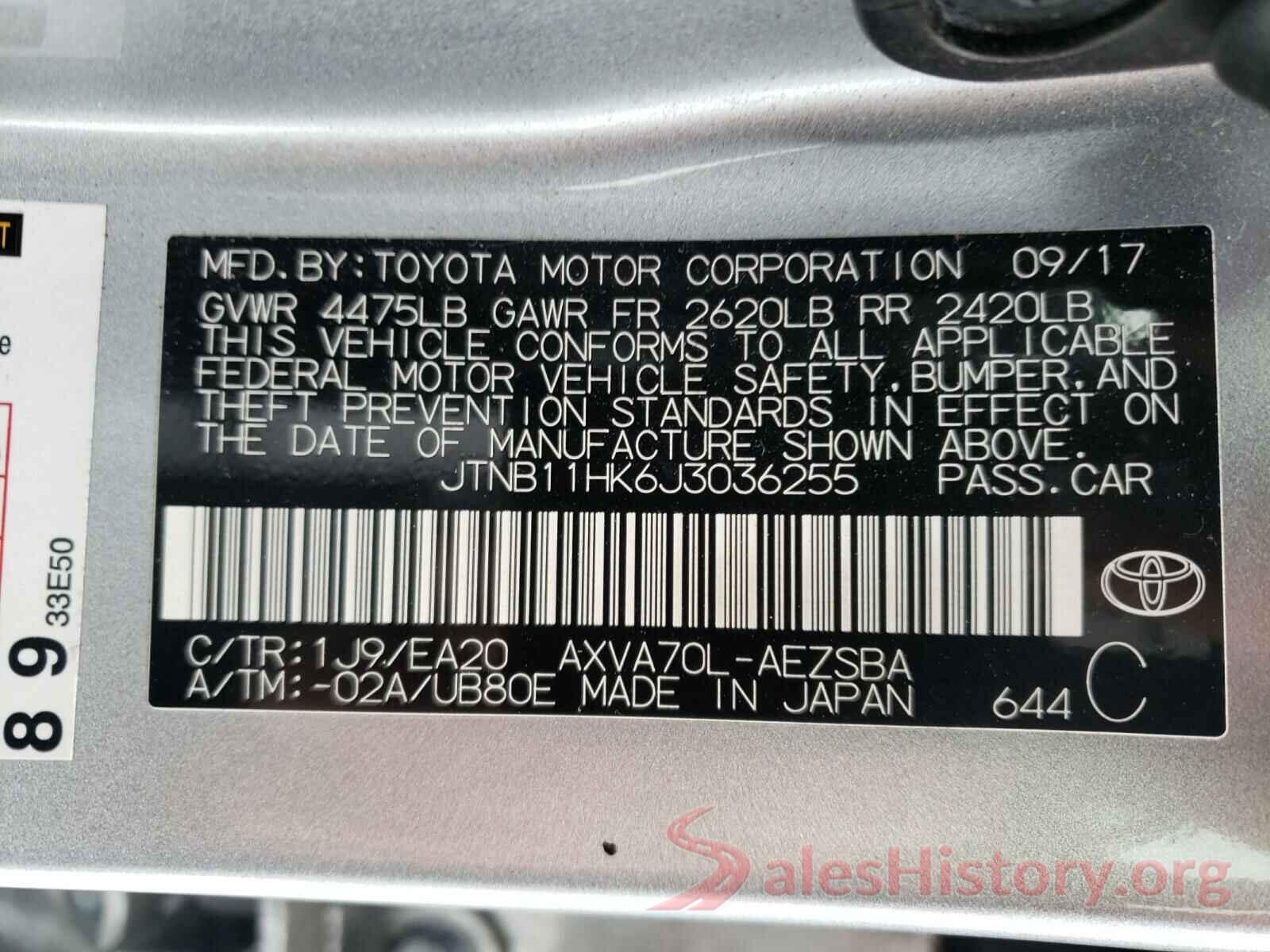 JTNB11HK6J3036255 2018 TOYOTA CAMRY