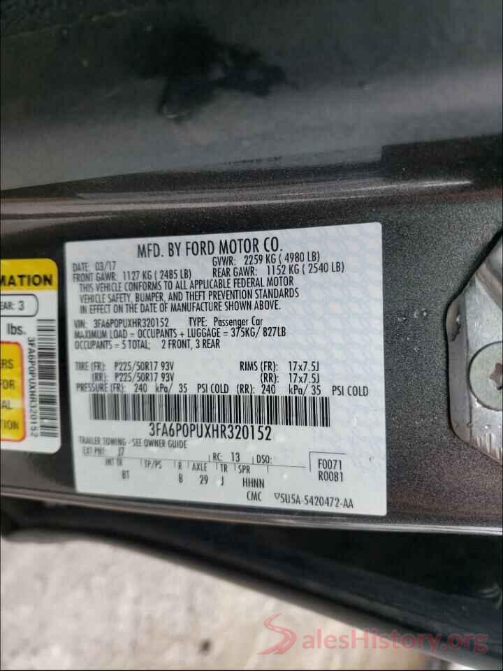 3FA6P0PUXHR320152 2017 FORD FUSION