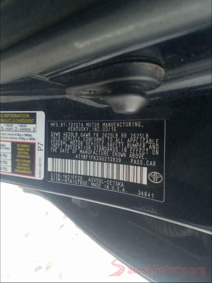 4T1BF1FK2GU213939 2016 TOYOTA CAMRY