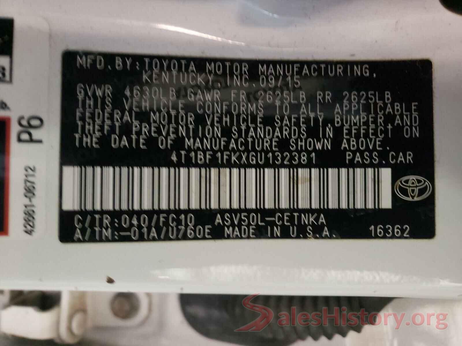 4T1BF1FKXGU132381 2016 TOYOTA CAMRY