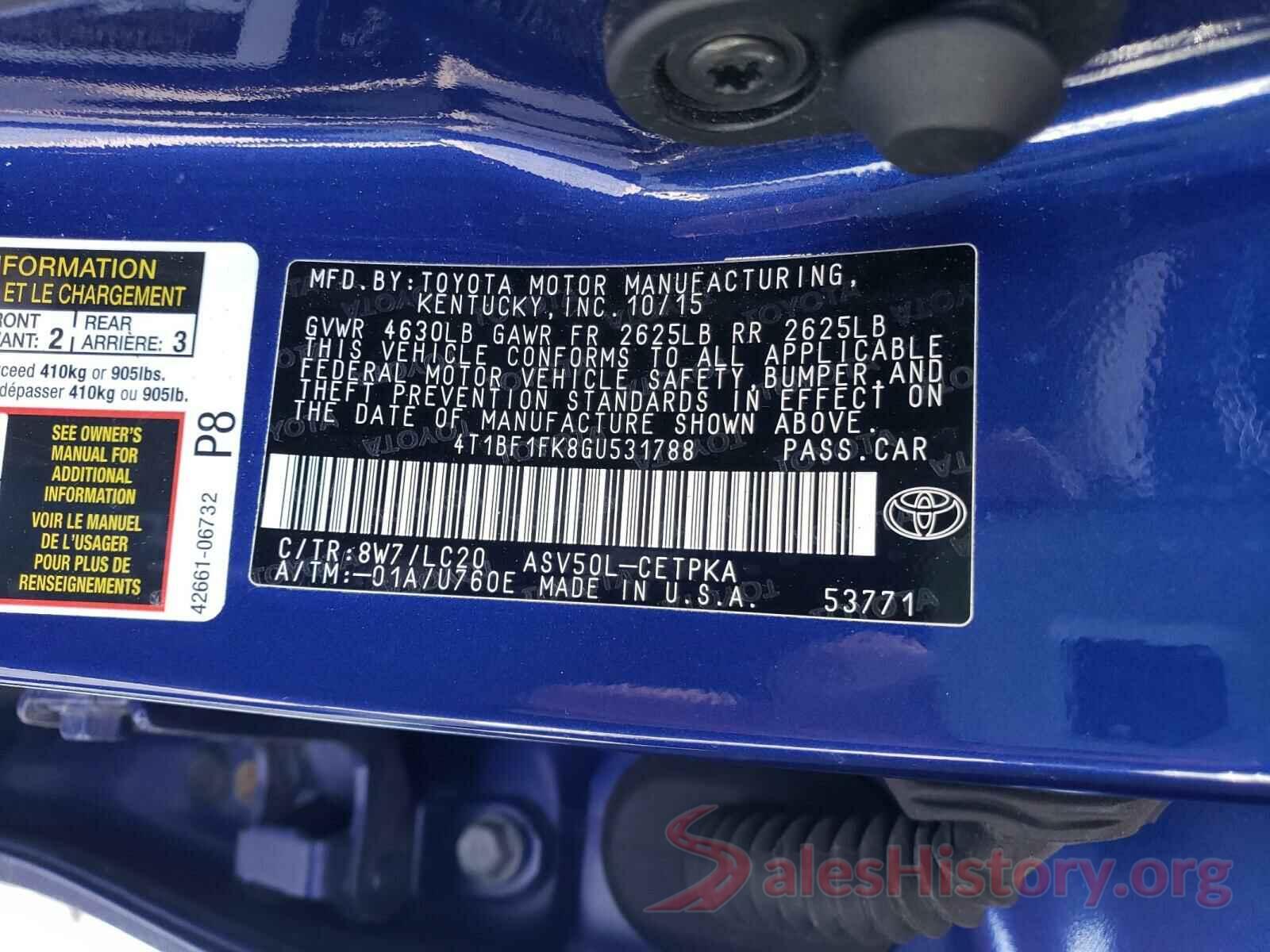 4T1BF1FK8GU531788 2016 TOYOTA CAMRY