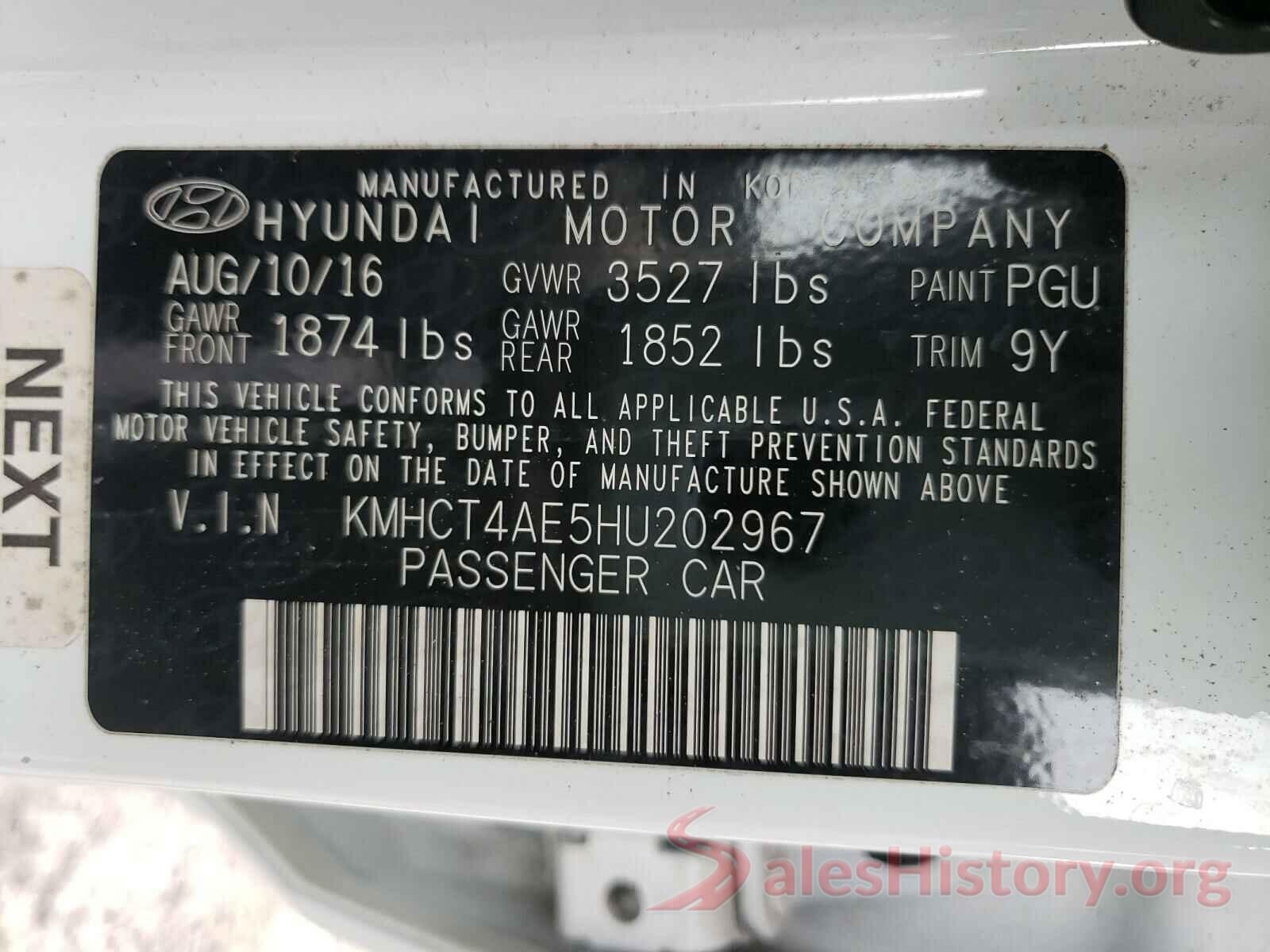 KMHCT4AE5HU202967 2017 HYUNDAI ACCENT