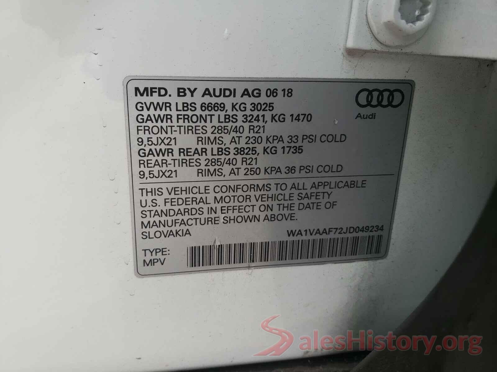 WA1VAAF72JD049234 2018 AUDI Q7