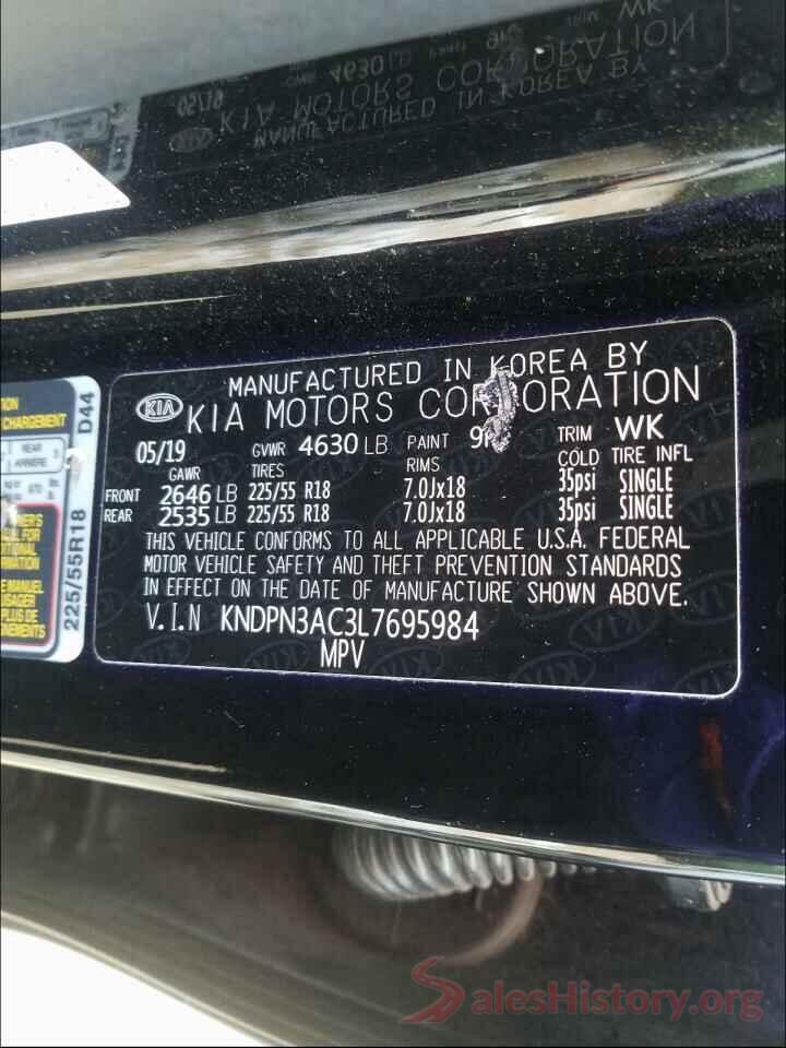 KNDPN3AC3L7695984 2020 KIA SPORTAGE