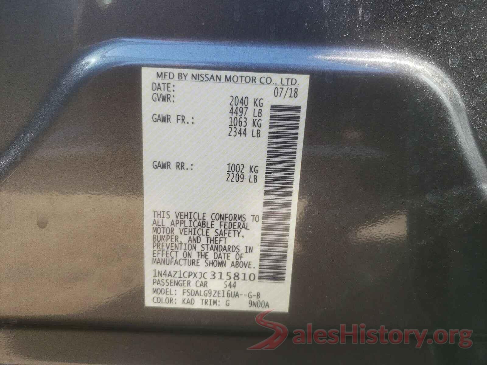 1N4AZ1CPXJC315810 2018 NISSAN LEAF