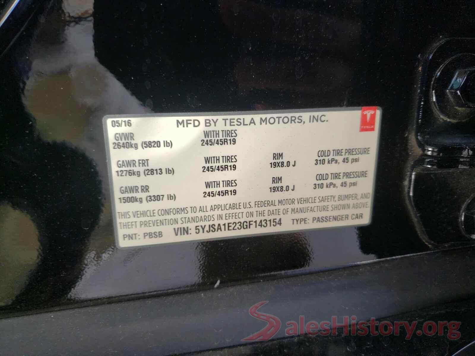 5YJSA1E23GF143154 2016 TESLA MODEL S