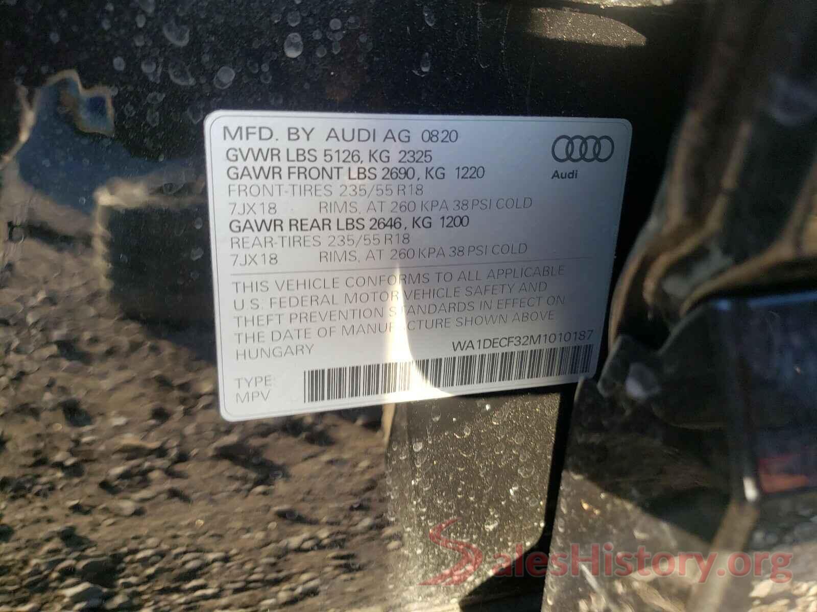 WA1DECF32M1010187 2021 AUDI Q3