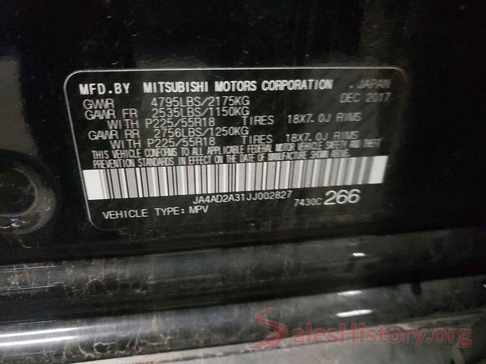 JA4AD2A31JJ002827 2018 MITSUBISHI OUTLANDER