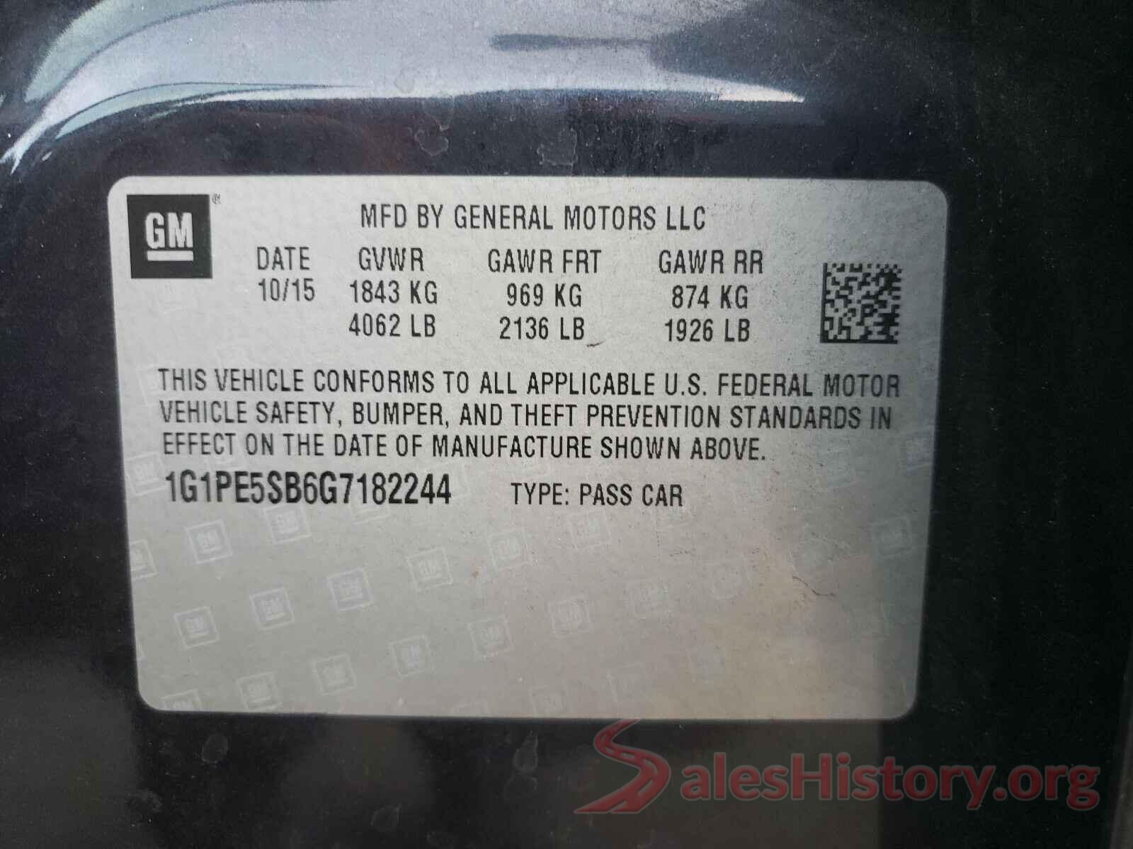 1G1PE5SB6G7182244 2016 CHEVROLET CRUZE