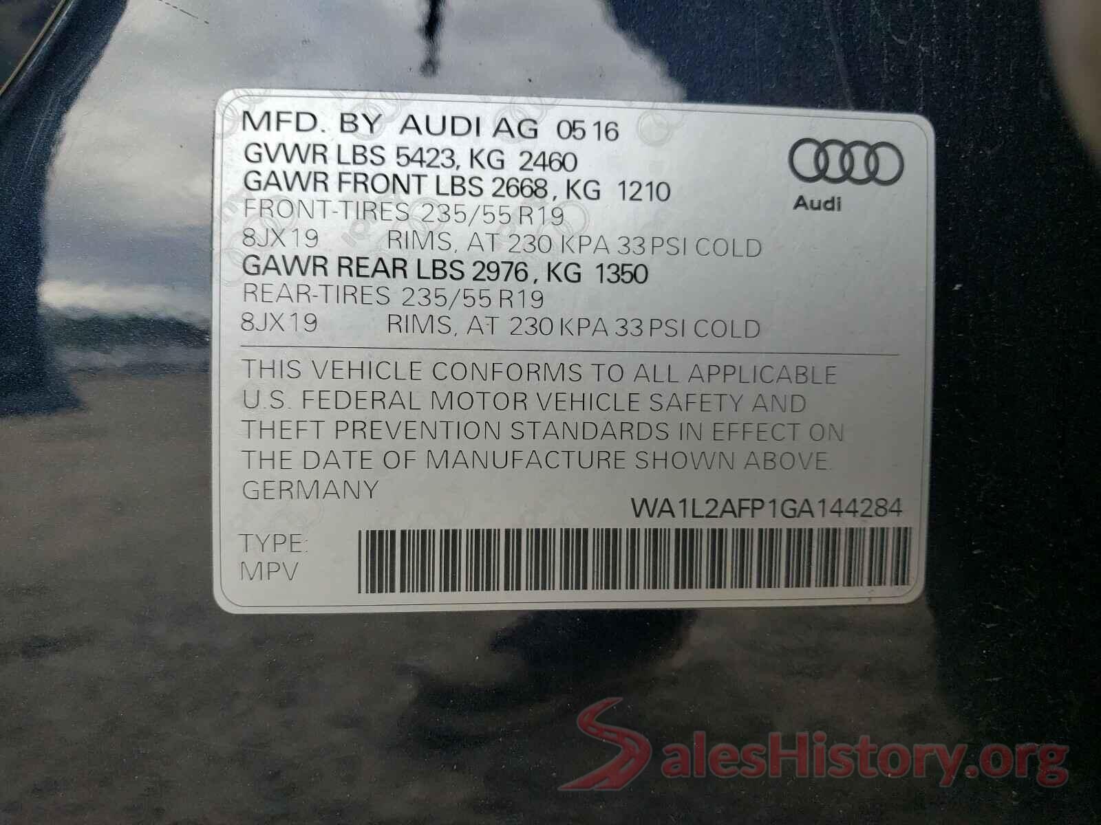 WA1L2AFP1GA144284 2016 AUDI Q5